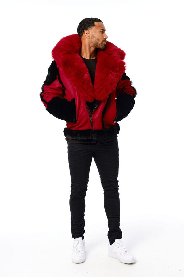 Jordan Craig “ANCHORAGE SHEARLING MOTO” JACKET (RED) – Denim House