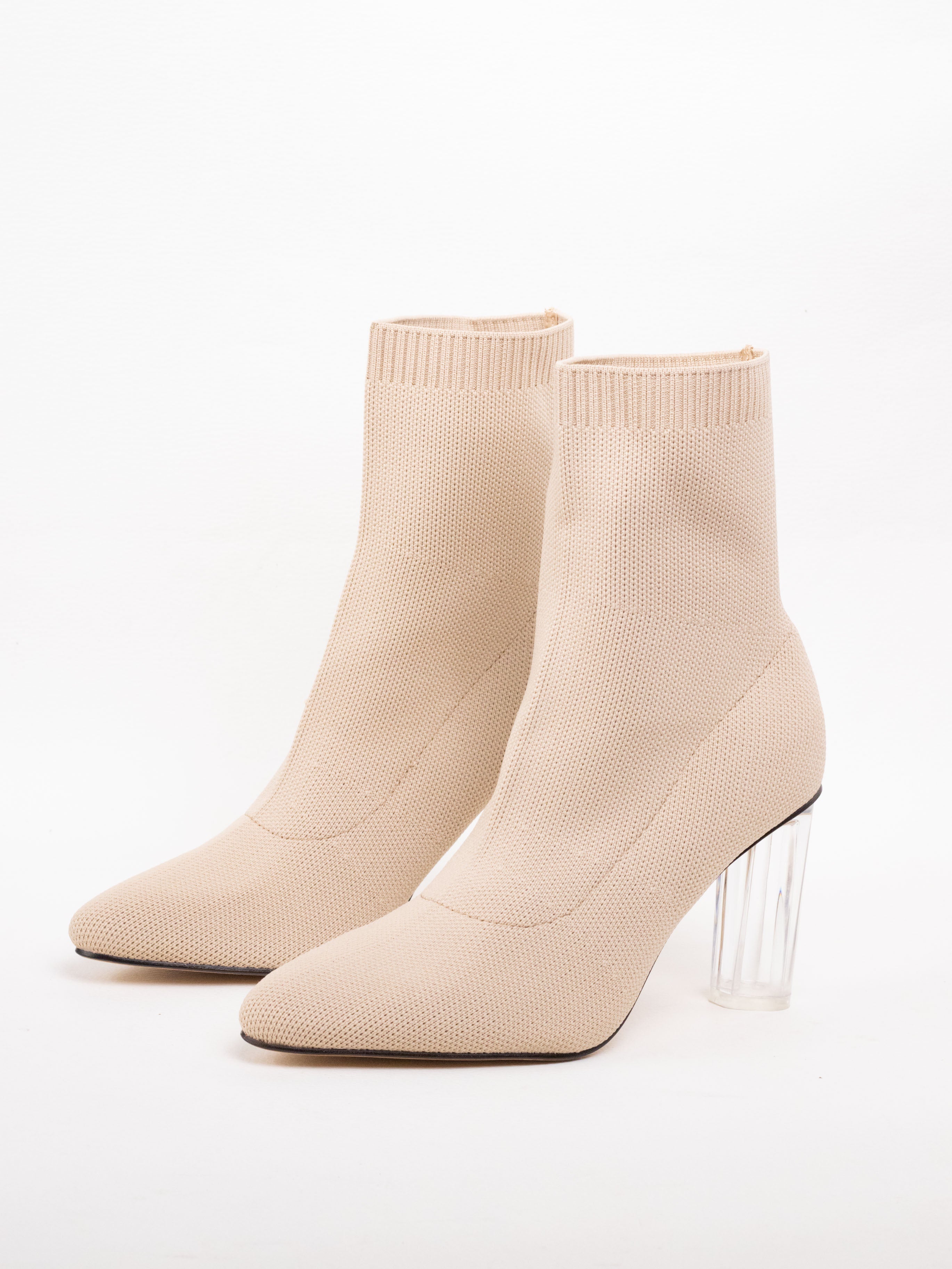 Botines calcetín mujer con tacón transparente – Hemera Studios