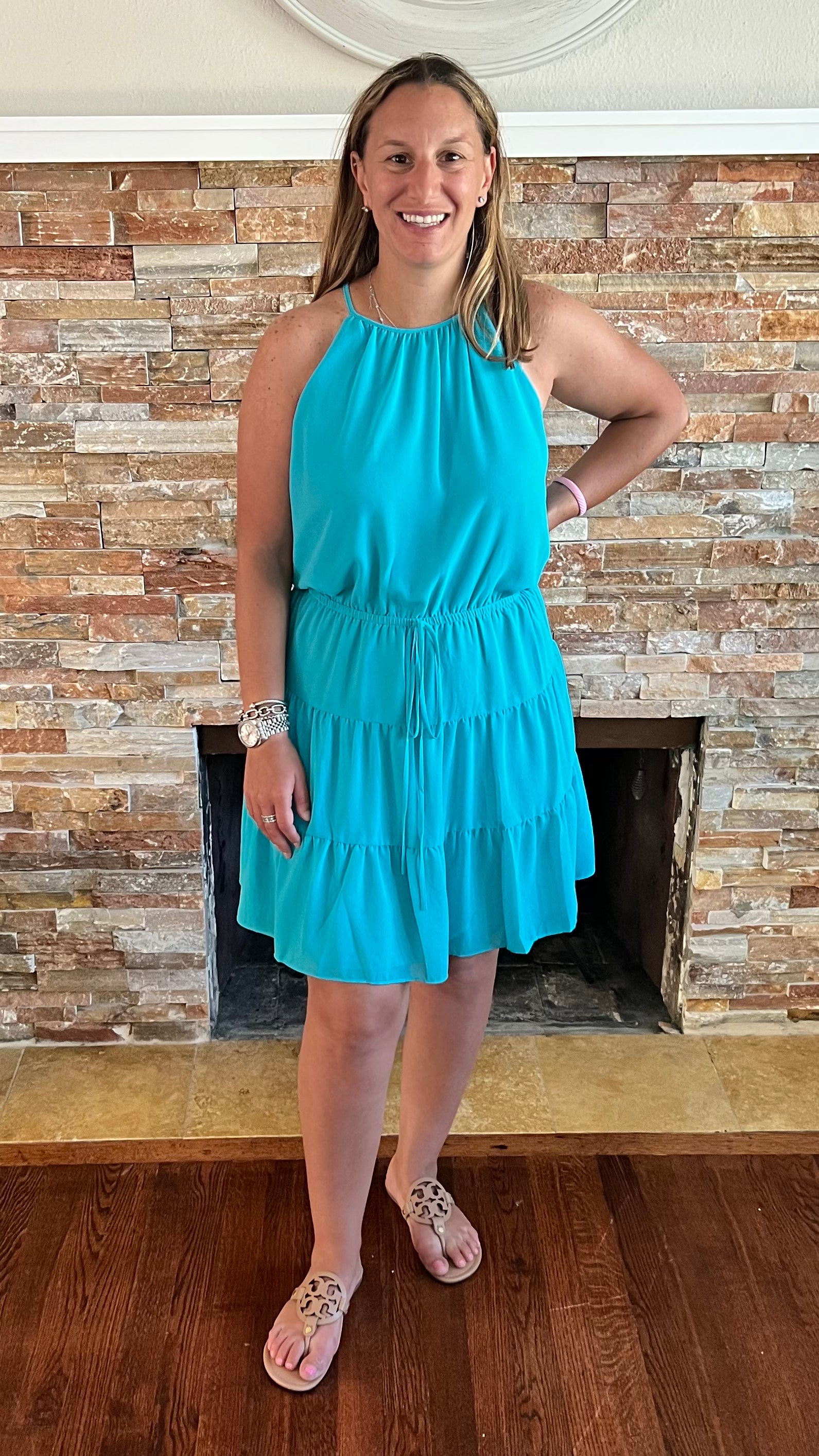 Tiered High Neck Dress-Capri Breeze