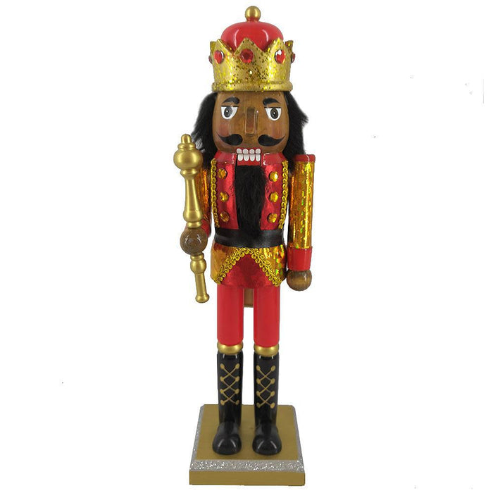 African American King Nutcracker in Red Gold Hologram 14 Inch ...