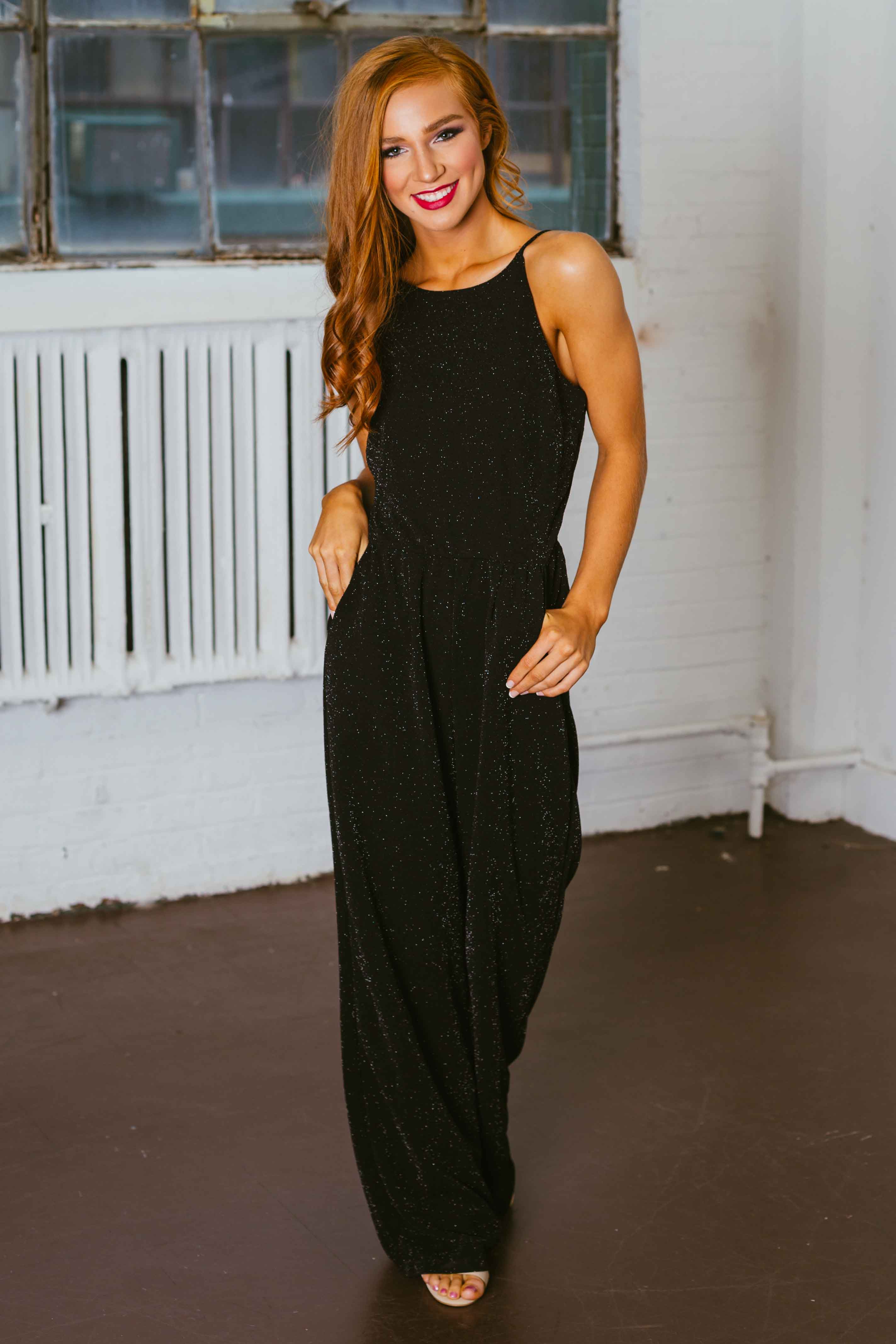 Stand Out Black Glitter Jumpsuit