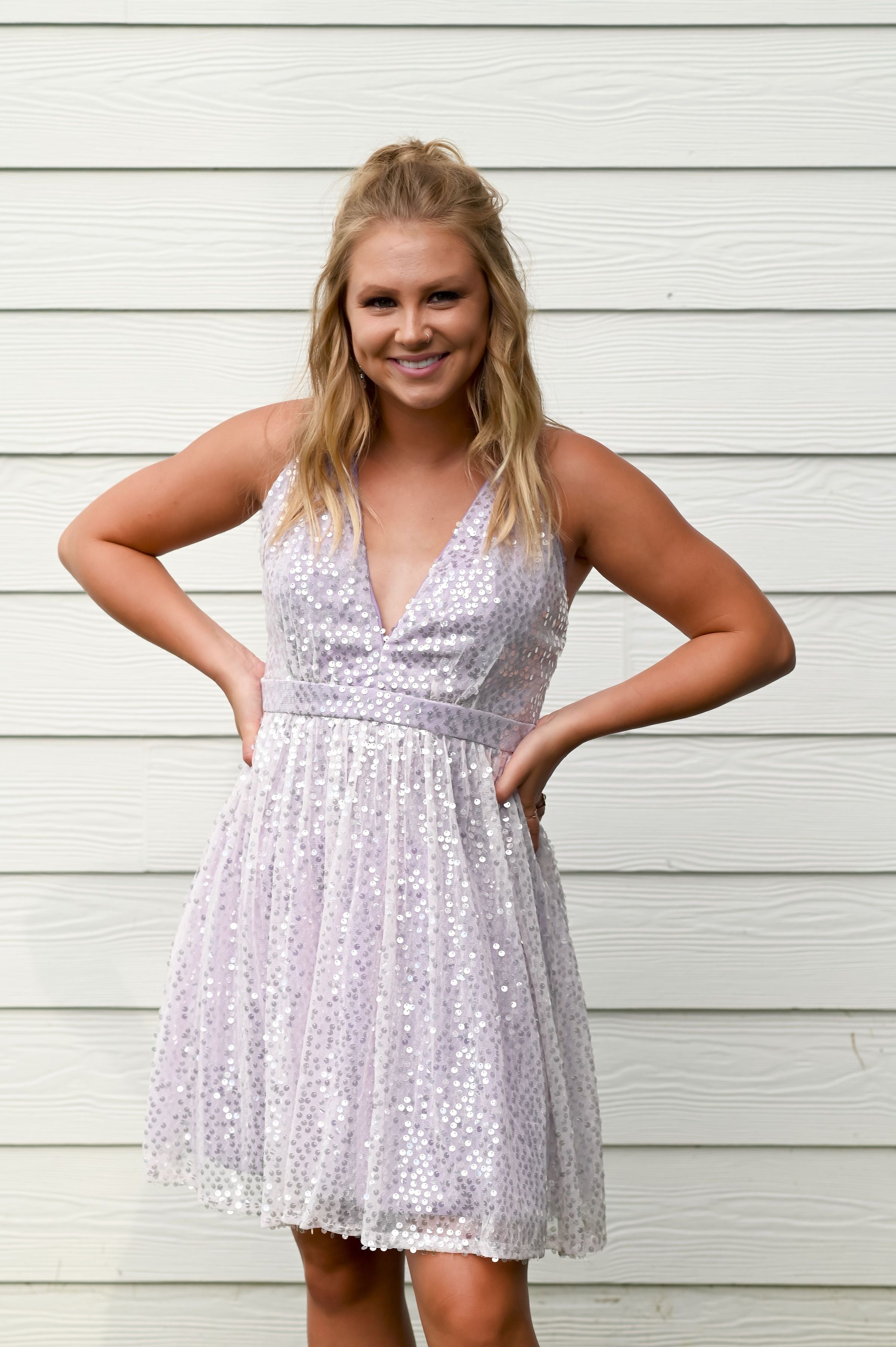 lavender sequin dress