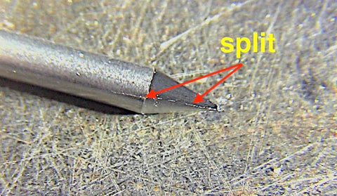 split sharpened tungsten