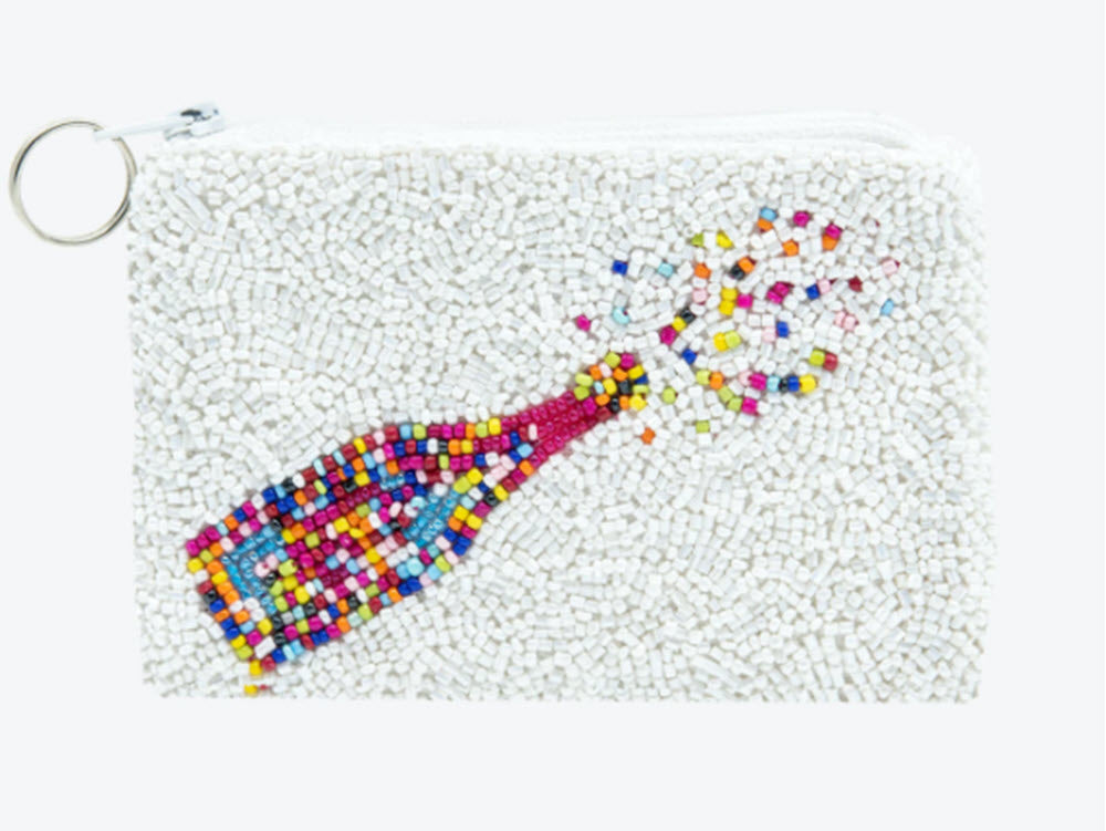 The Beaded Champagne Pouch in White