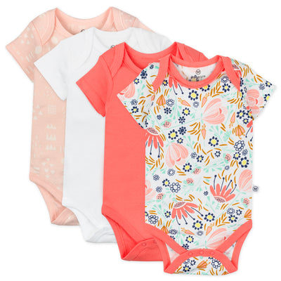 Carter's Baby Girls Floral Printed Long Sleeved Bodysuits, Pack of 4