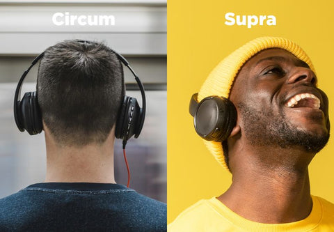 Photos en contexte de deux types de casques audios