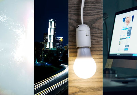 4 types of light, natural light, public artificial light, private artificial light, screen light