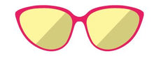 graphisme lunette de soleil papillon rose avec verre jaune