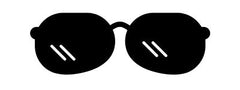 Große und abgerundete schwarze Sonnenbrille mit Grafiken