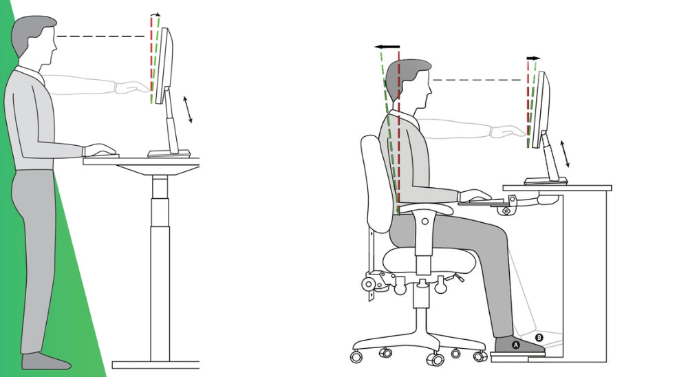 Ergonomische Haltung beim Stehen im Büro