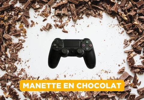 joystick surrounded by chocolate