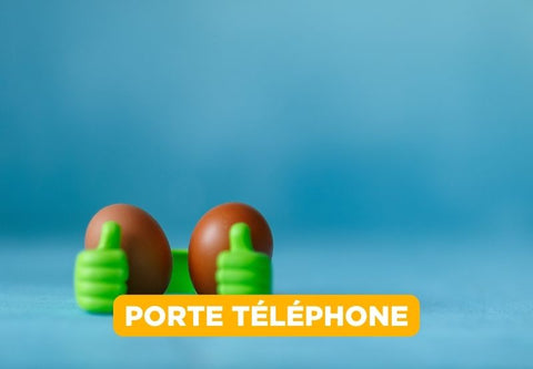 porte téléphone vert et marron en forme de pouces