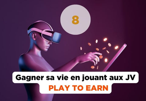 Un homme avec une lunette de réalité virtuelle touche l'écran et gagne de l'argent