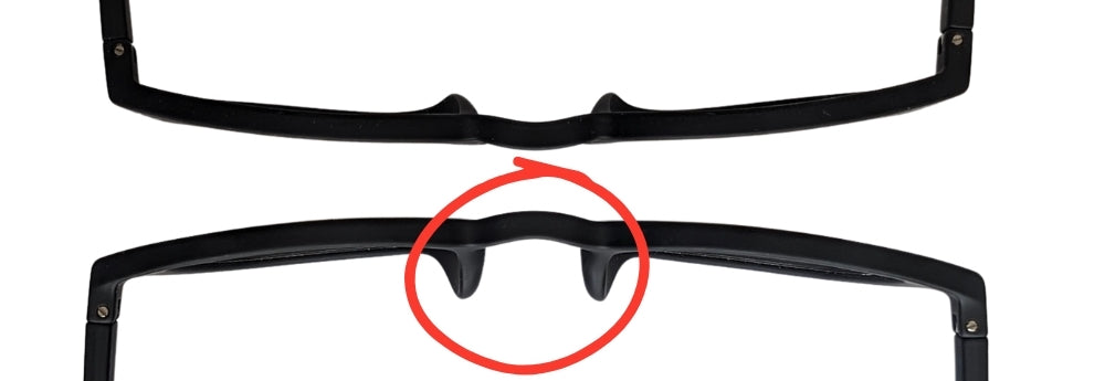 illustration montrant des plaquettes de nez larges sur de lunettes horus x à pont bas