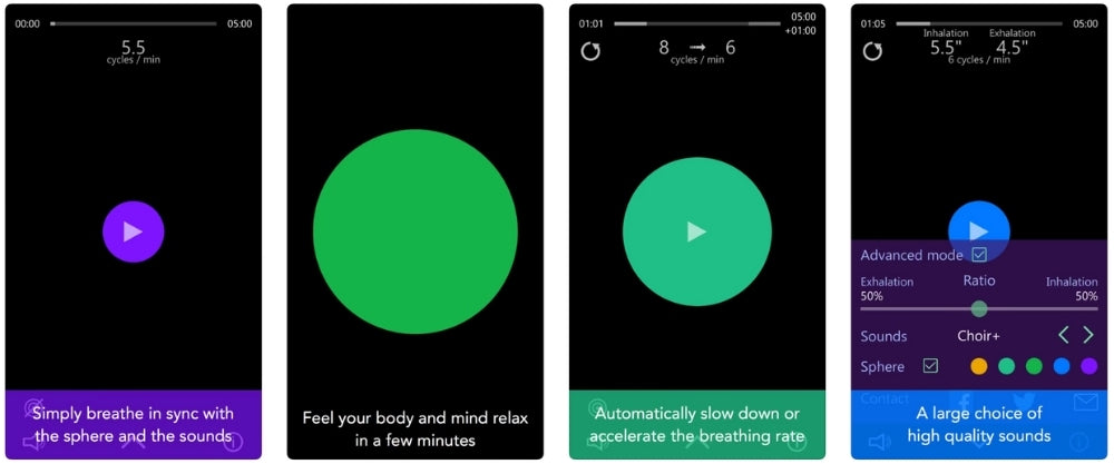 illustration montrant l'application de Kardia Respiration Relaxation sur un téléphone mobile