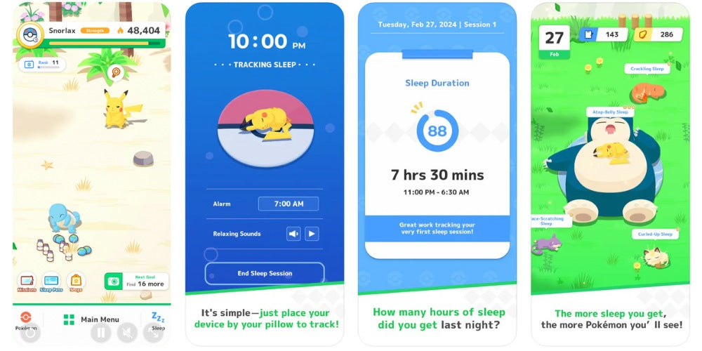 illustration montrant l'application de Pokémon Sleep sur un téléphone mobile