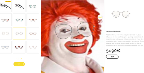 Ronald McDonalds trägt eine Horus-X-Brille