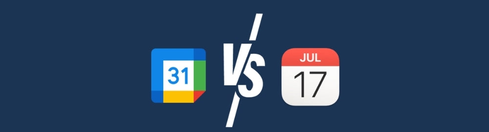 photo montrant l'agenda Google et le logo du calendrier Apple