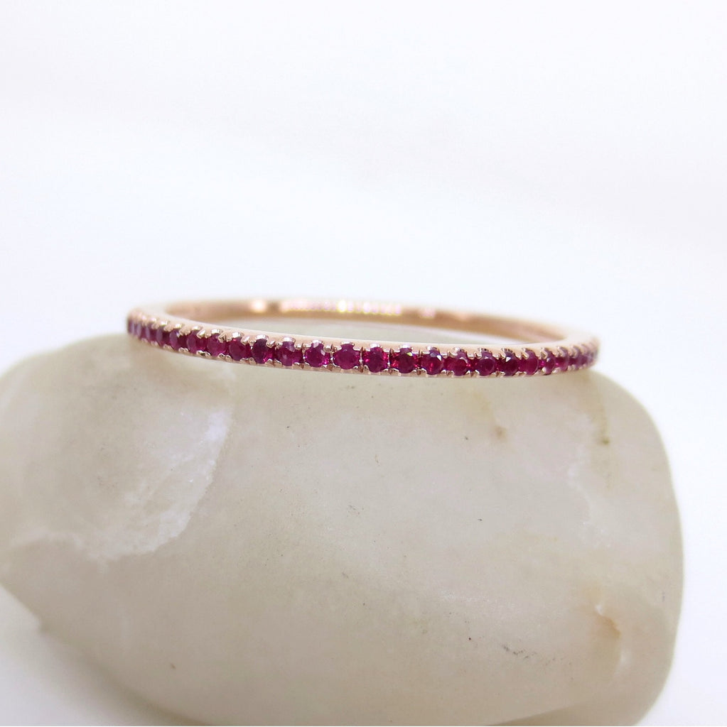 Micro Pavé Ruby Eternity Band - 18K Rose Gold – Zina Tahiri, Inc