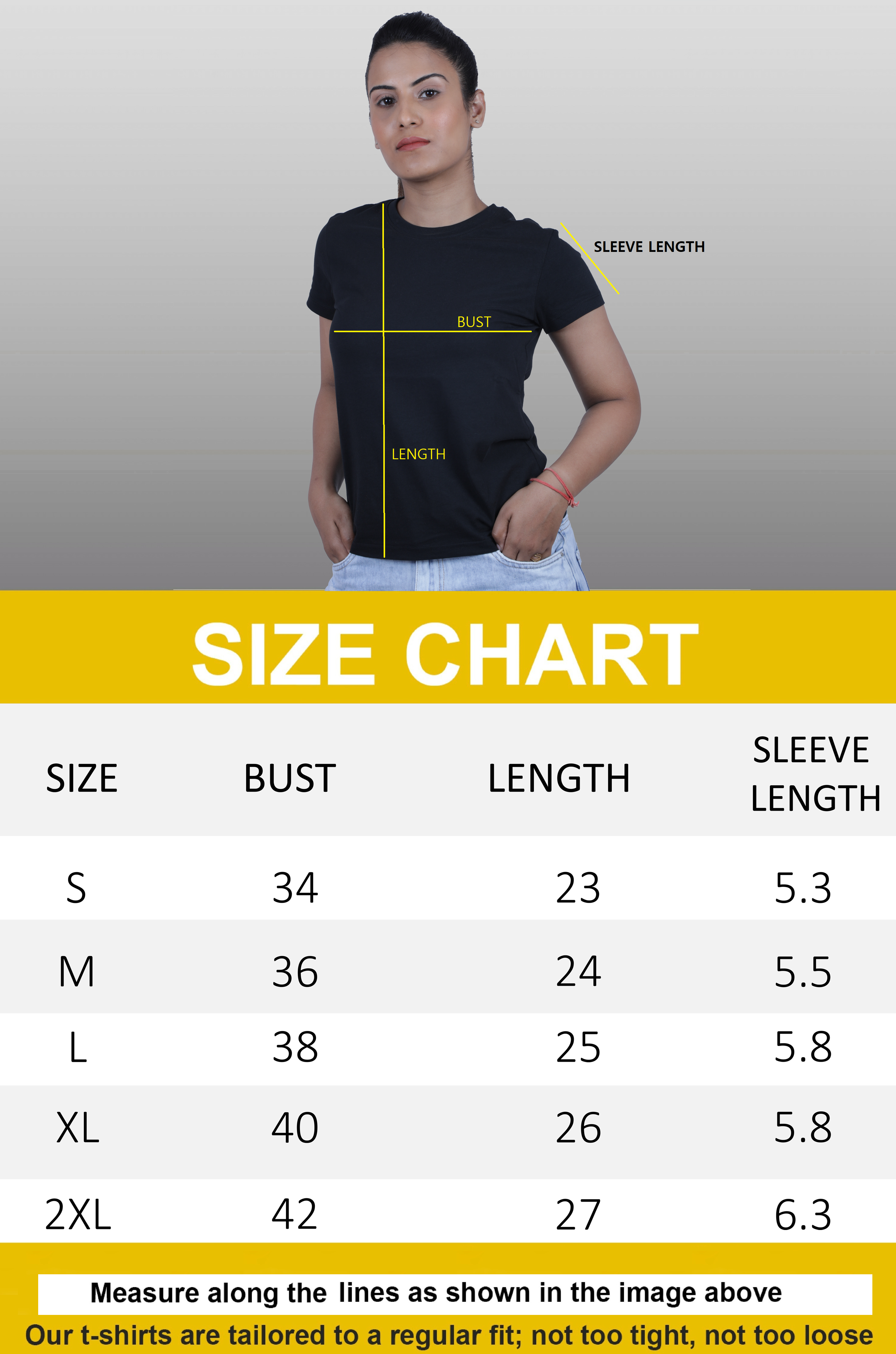 Women tshirt size chart