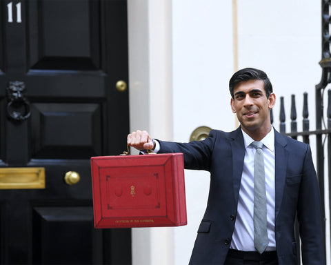 Rishi Sunak holding the red briefcase on Budget Day