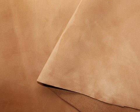 Sheet of light brown nubuck leather