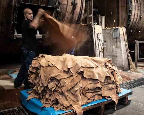 Pile of brown leather 