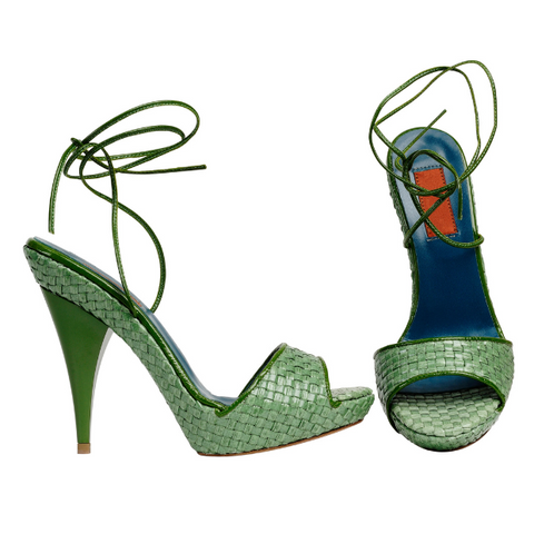 green open toe shoes