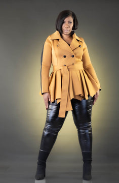 Mustard Two Tone Peplum Petite Blazer (FINAL SALE)