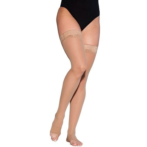 Absolute Support Sheer Compression Thigh High with Lace Border, Firm  Support 20-30mmHg Closed Toe - A206