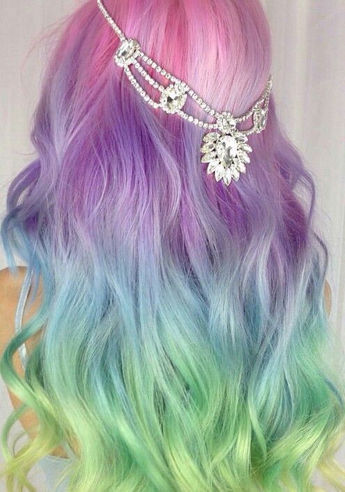 Rainbow Long Mermaid Colorful Lace Front Wig