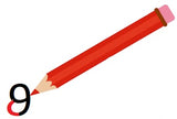 Red pencil changing a number 9 to number 8