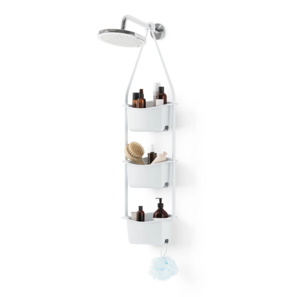 Rocky Mountain Goods Shower Caddy - Rust proof high grade steel -  Designated tiered shelves for shampoo / soap - Razor hangers - Includes  secure suction cup (White) - Rocky Mountain Goods