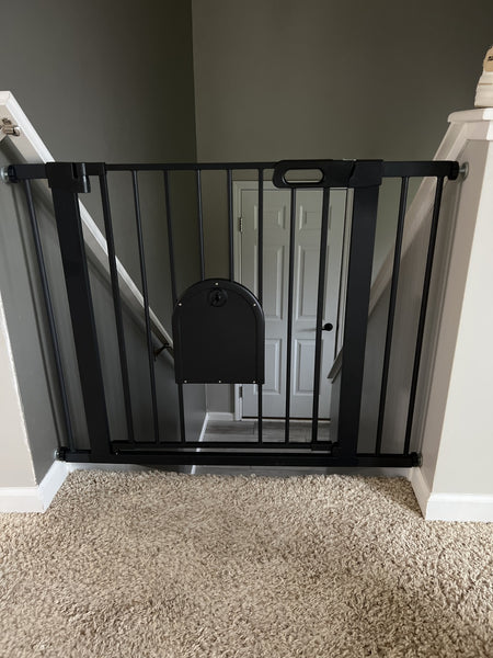 baby gate with cat door for stairs