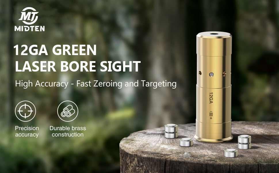 Accurate MidTen 12GA Green Laser Bore Sight for Fast Zeroing and Targeting