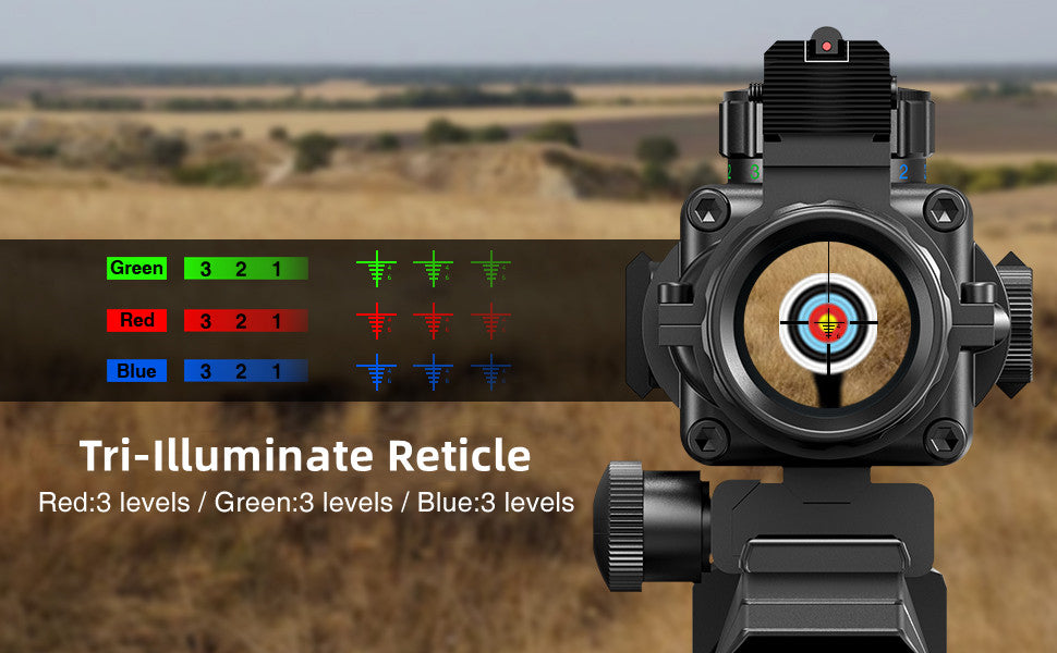 Tactical Rifle Scope with Red & Green & Blue Illuminated Reticle