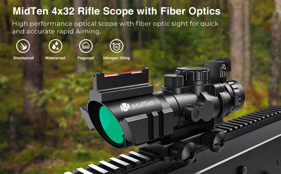 4x32 Rifle Scope with Fiber Optics