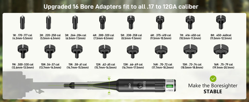 laser bore sight kit multiple caliber for .17 to 12ga caliber
