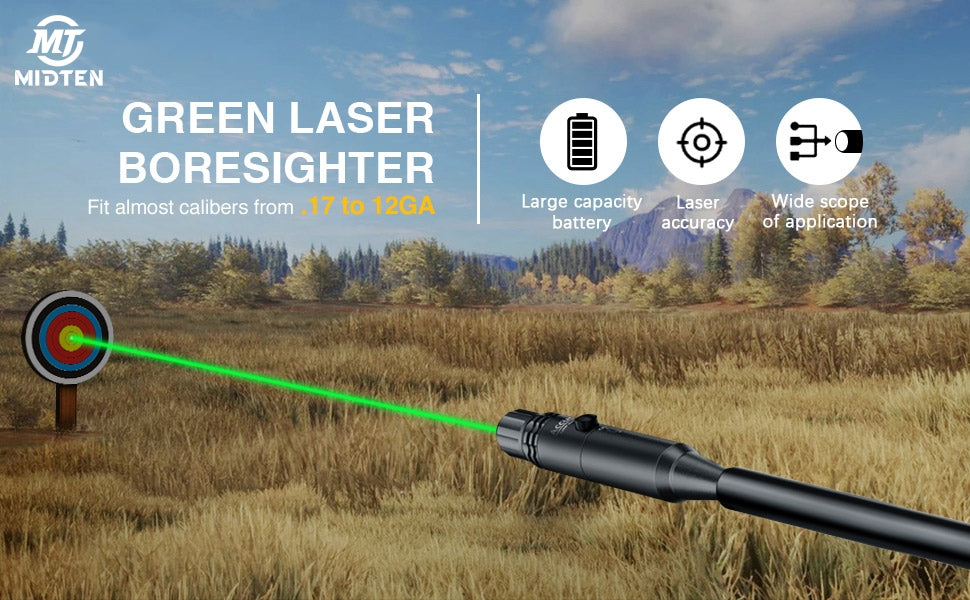 Green Laser Boresighter Kit for 0.17-12GA Calibers