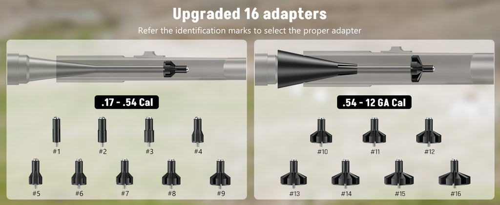 Red Laser Bore Sight Kit with Upgraded 16pcs Bore Adapters for 0.17-12GA Caliber