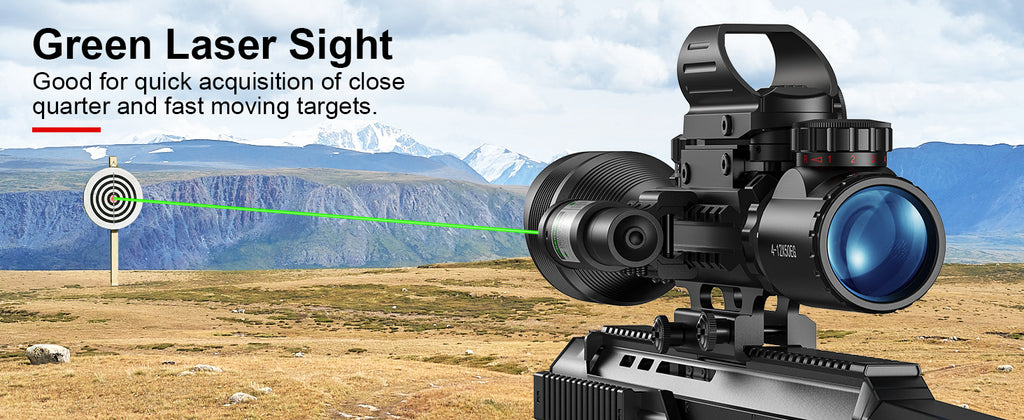 Rifle Scope with Green Laser Sight for Hunting and Shooting
