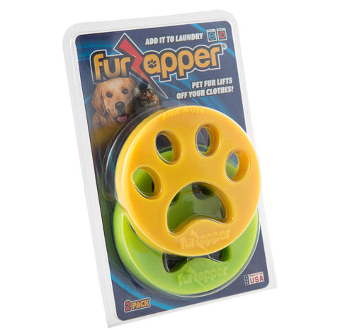 FurZapper package of yellow and green products in clear package