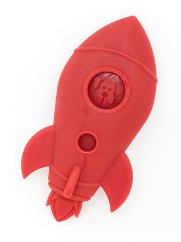 SodaPup Spacecraft red dog toy on white background