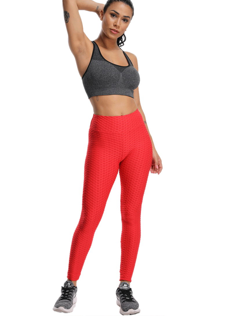 Textured High Waist Ruched Women Yoga Pants Justfittoo