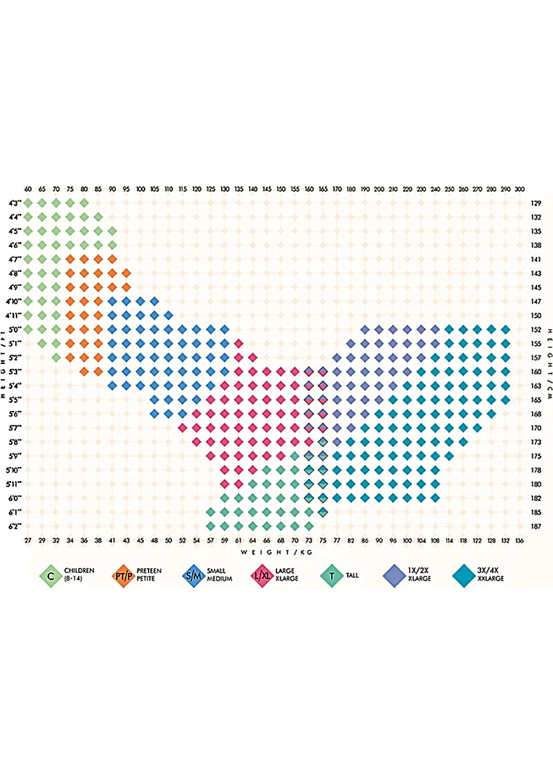 Body Wrappers tights size chart