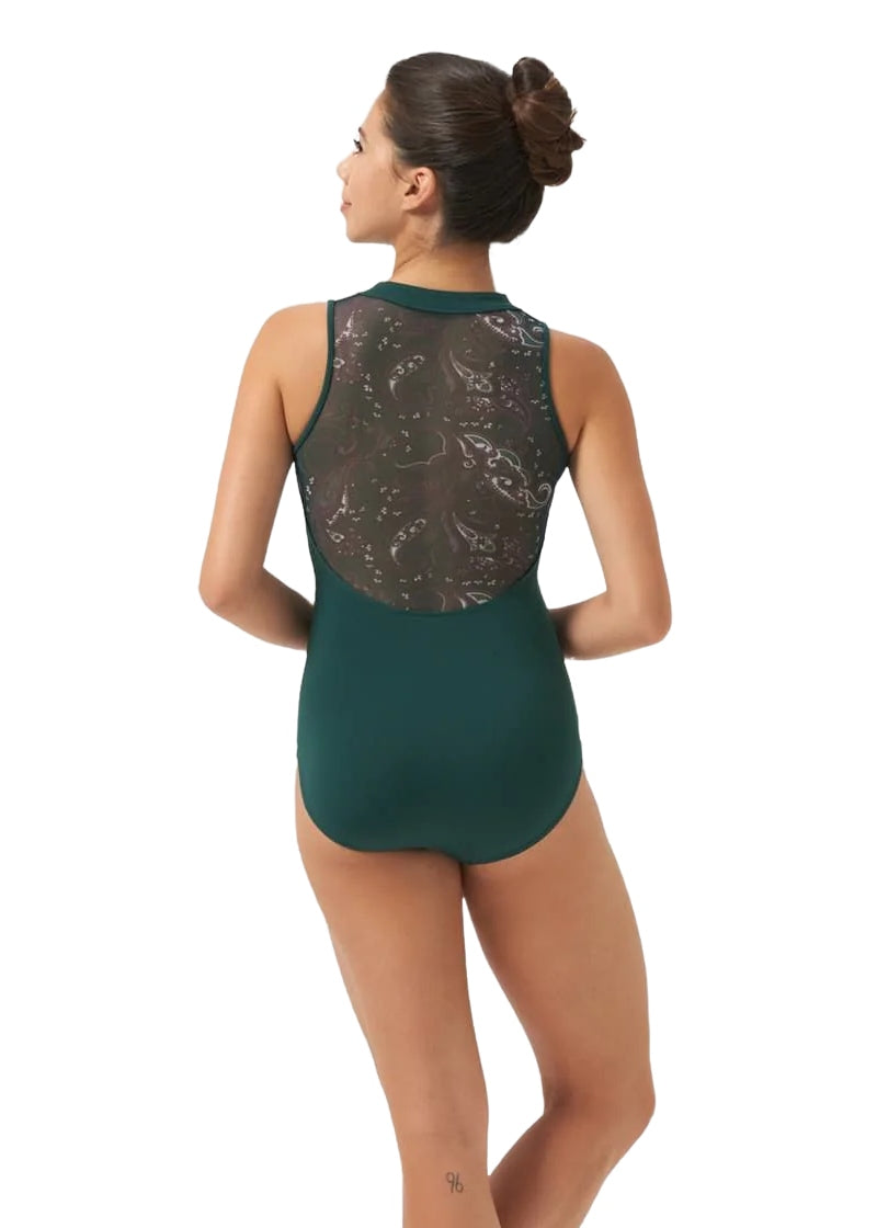 ON SALE La Bohème Zip Front Tank Leotard (Pine)