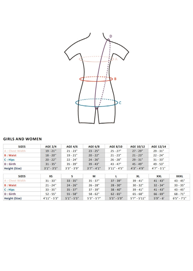 Wear Moi Women's Dance Apparel Size Chart