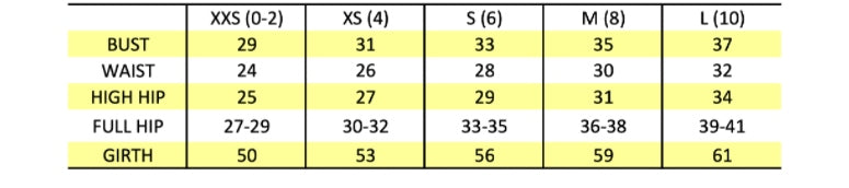 Honeycut Women's Dance Apparel Size Chart