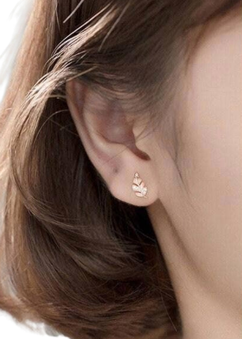 Tiny Feather Stud Earrings