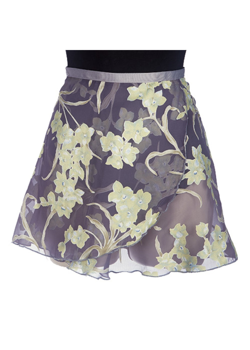 Dark Grey Floral Expressions Wrap Skirt (14